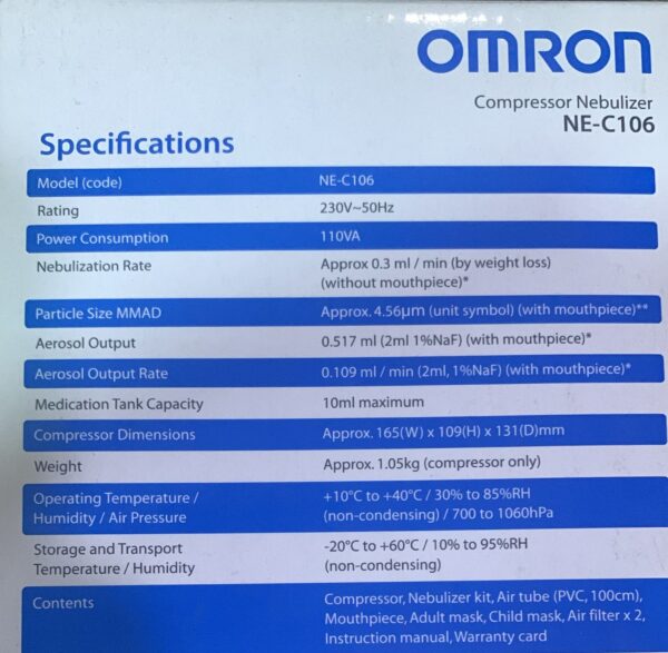 OMRON COMPRESSOR NEBULIZER ( NE-C106) - Image 2