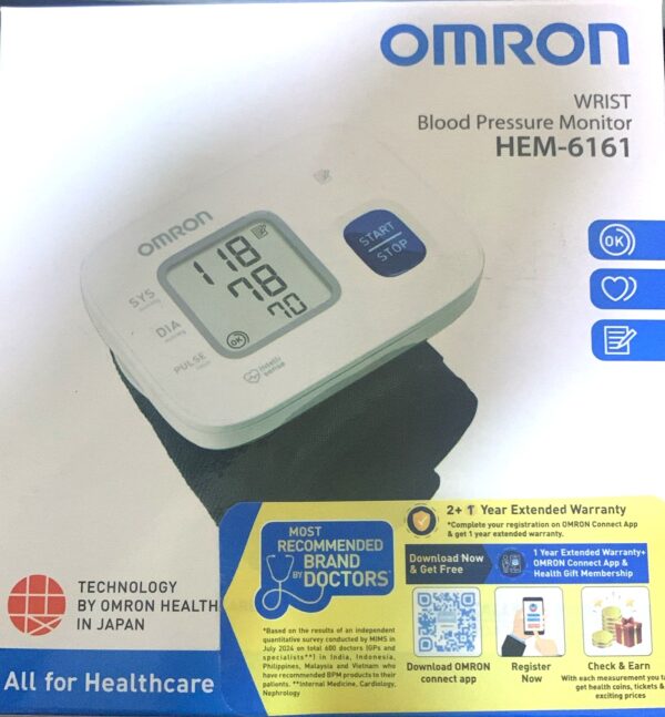 Omron Wrist Blood Pressure Monitor ( HEM - 6161)