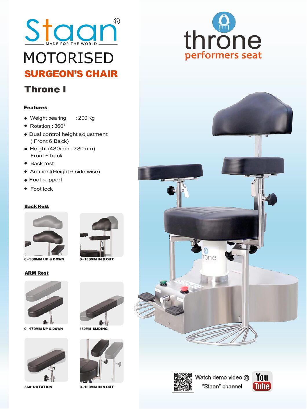 STAAN Motorised Surgeon Chair Throne I